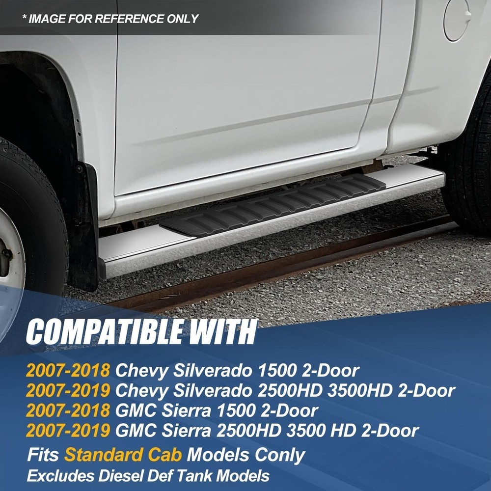 Running Boards Pair for 2007-2019 Silverado Sierra Regular Cab Side Steps Bars