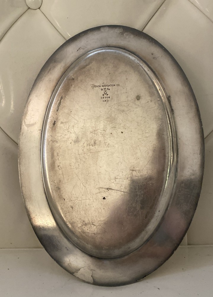 HUDSON NAVIGATION CO c1910 Ship Serving Tray Platter Silver RARE!!