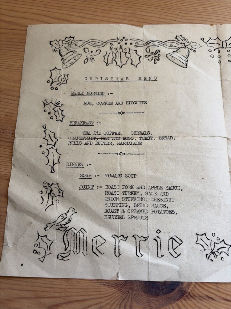 WWII era Xmas Menu HQ Cairo District