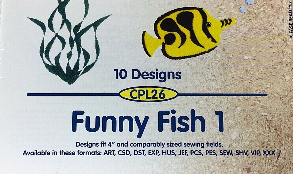 Cactus Punch Embroidery Digitizing " Funny Fish 1 " 10 Designs