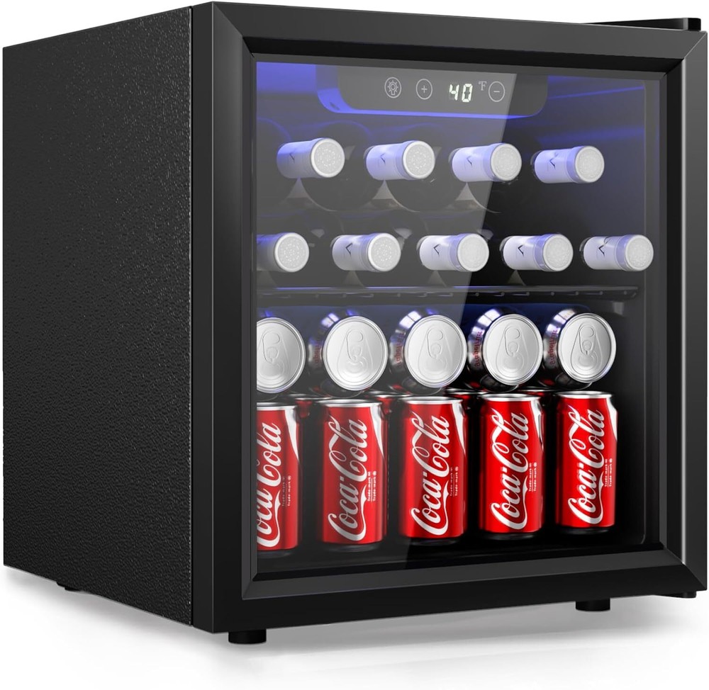Mini Beverage Fridge  Cooler with Adjustable Shelves for Home Bar