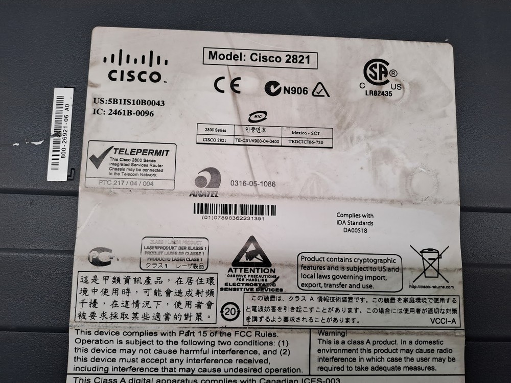 Cisco 2800 Series 2821 Integrated Services Network Router