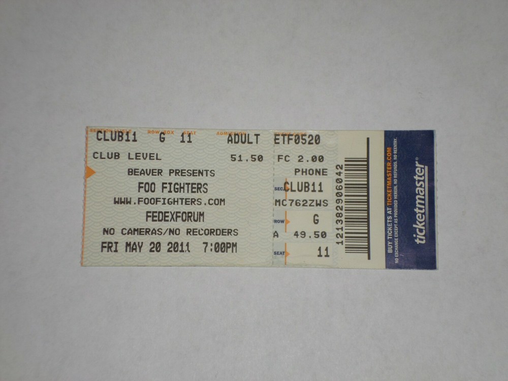 Foo Fighters Motorhead Biffy Clyro Ticket Stub-2011-FedExForum-Memphis,TN