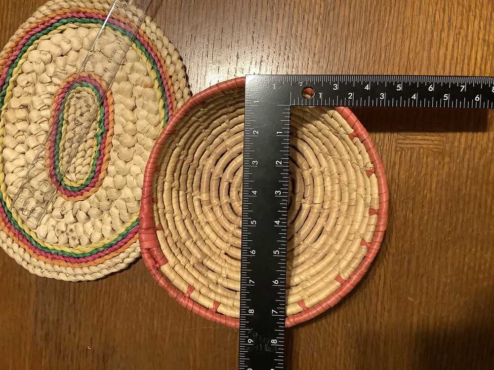 boho basket and mat set coiled vintage pink