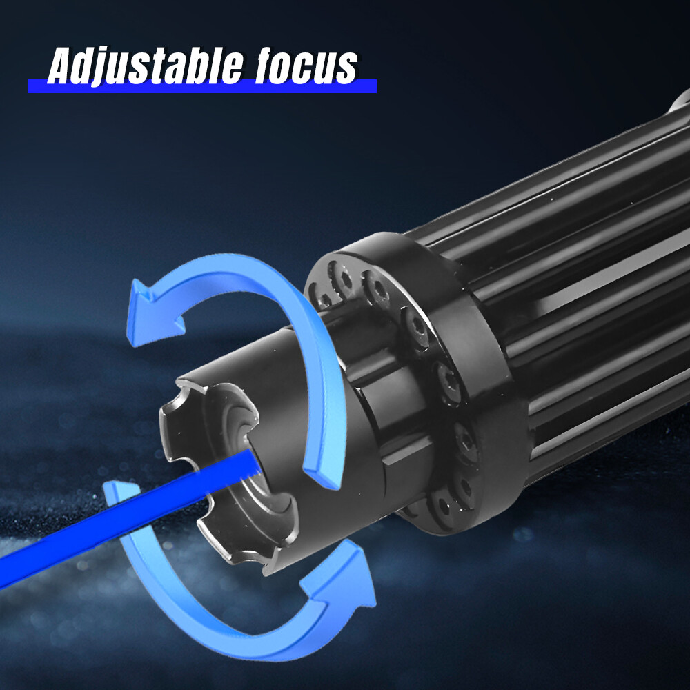 10Watt Adjustable High Power Blue Burning Laser Pointer Visible Dot Torch Light