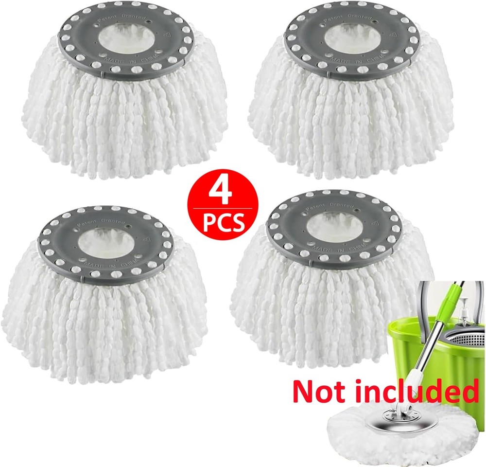 4 Pack Replacement Microfiber Mop Head Easy Cleaning Wring Refill for Spin Mop