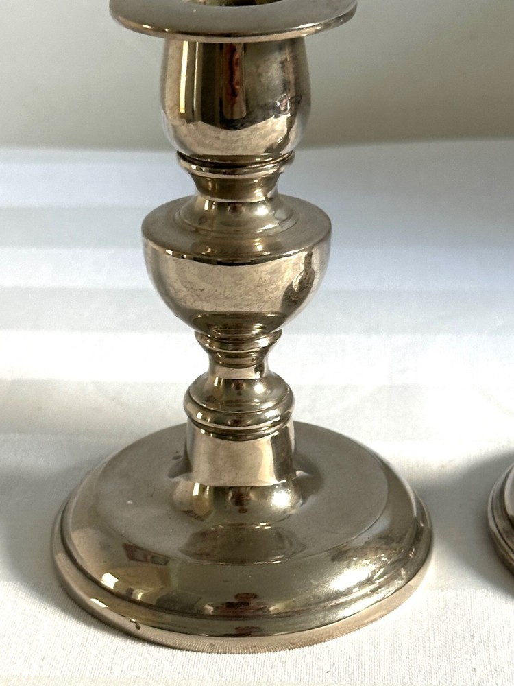 Pair Heavy Silver Coloured Candle Holders Candlesticks 1.5kg