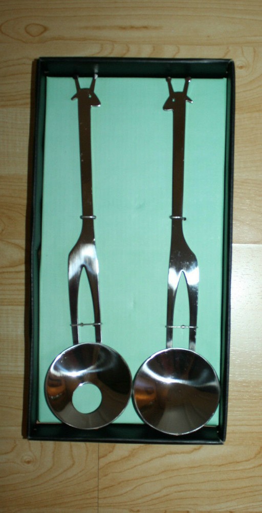 Giraffe Shape Salad Server Set  2 pc Stainless Steel  13" L by Excel  NEW