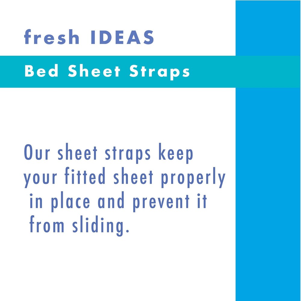 Fresh Ideas Bed Sheet Straps, For Use With All Fitted Sheet Sizes, 4-Pack, White