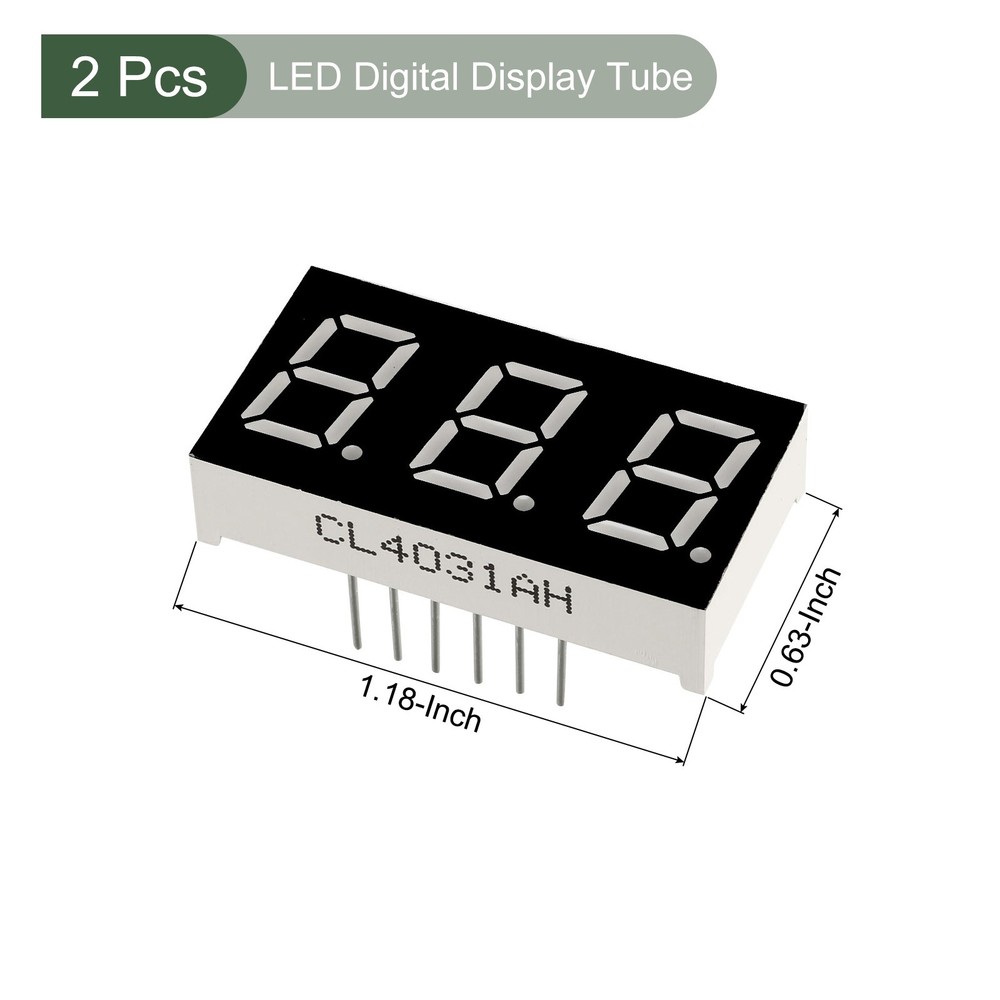 2Pcs LED Display Digital Tube LED Segment Common Cathode 3 Bit 7 DIY Red 12 Pin