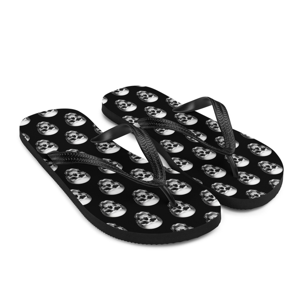 Skulls Pattern Goth Flip-Flops