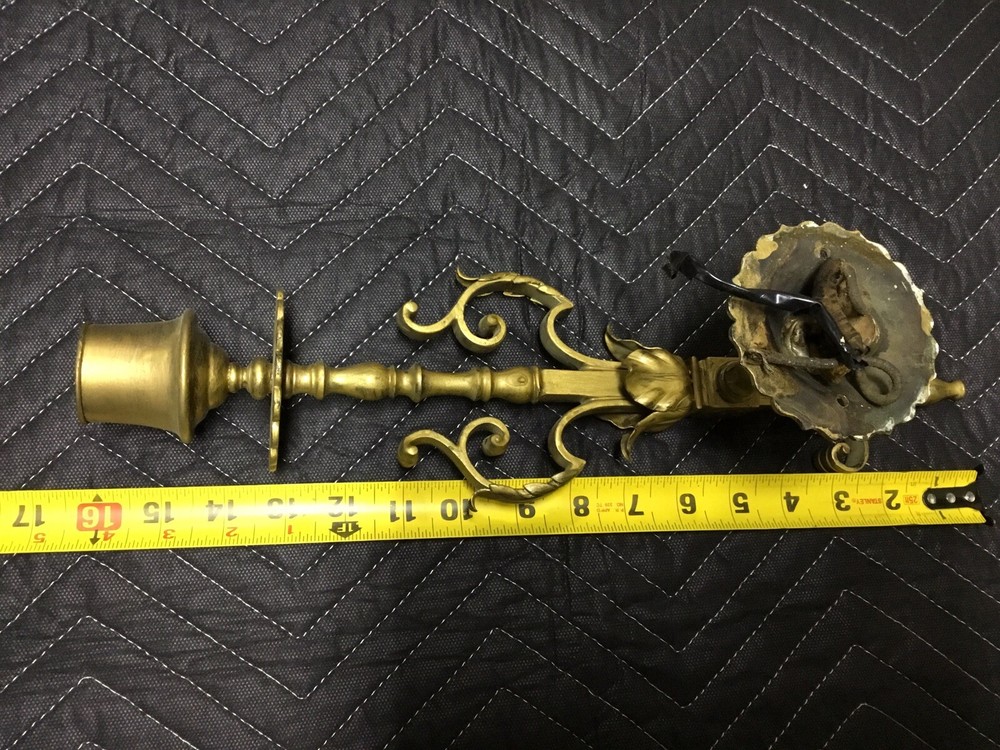 Antique Renaissance Ornate Gilded Solid Brass Wall Light Sconces