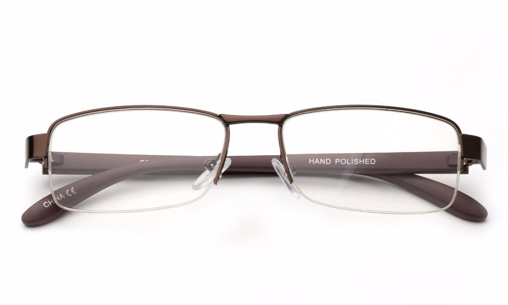 Half Rimmed Metal Clear Lens Glasses Rectangular Frame Optical Frames Half Frame