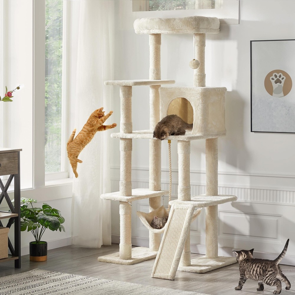 Yaheetech 63 in Cat Tree Tower Multi-Level Scratching Posts Hammock