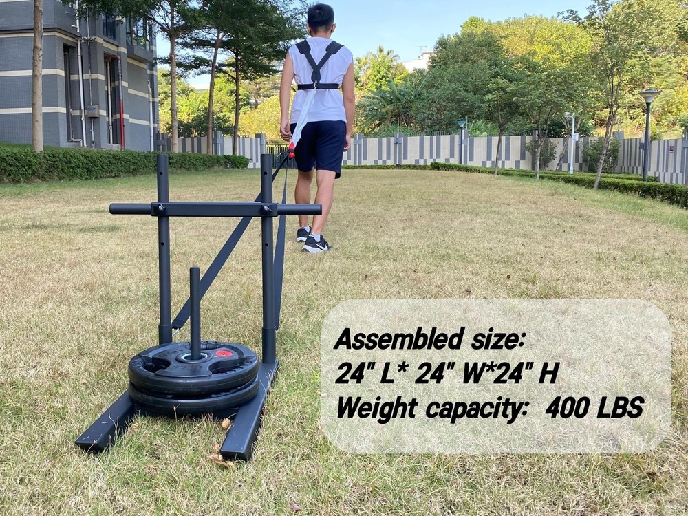 Weight Sled for Training Adjustable Handle Push-Pull Workout Sled Fitness Sle...