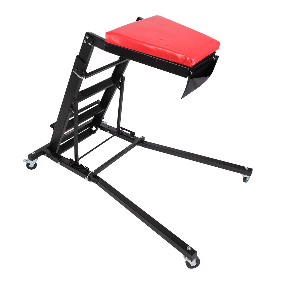 Folding Rolling Creeper Seat, Adjustable Workshop Mechanic Stool for Garage