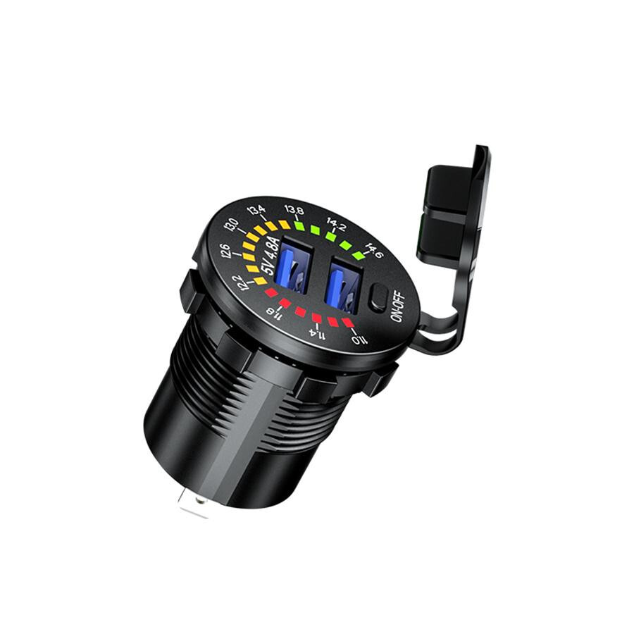 Car Cigarette Lighter Socket Dual USB Phone Charger Power Outlet LED Voltmeter