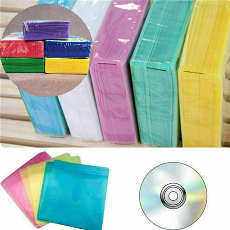 100 x DVD Double Sided Cover Storage Case Protector Sleeve Plastic Bag Solid