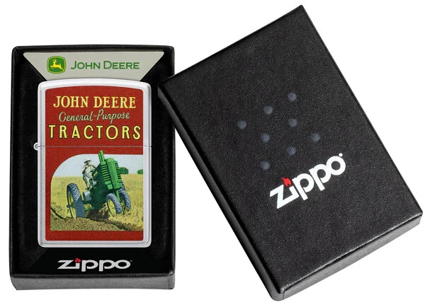 Zippo 46757, John Deere Design, Satin Chrome Lighter, NEW