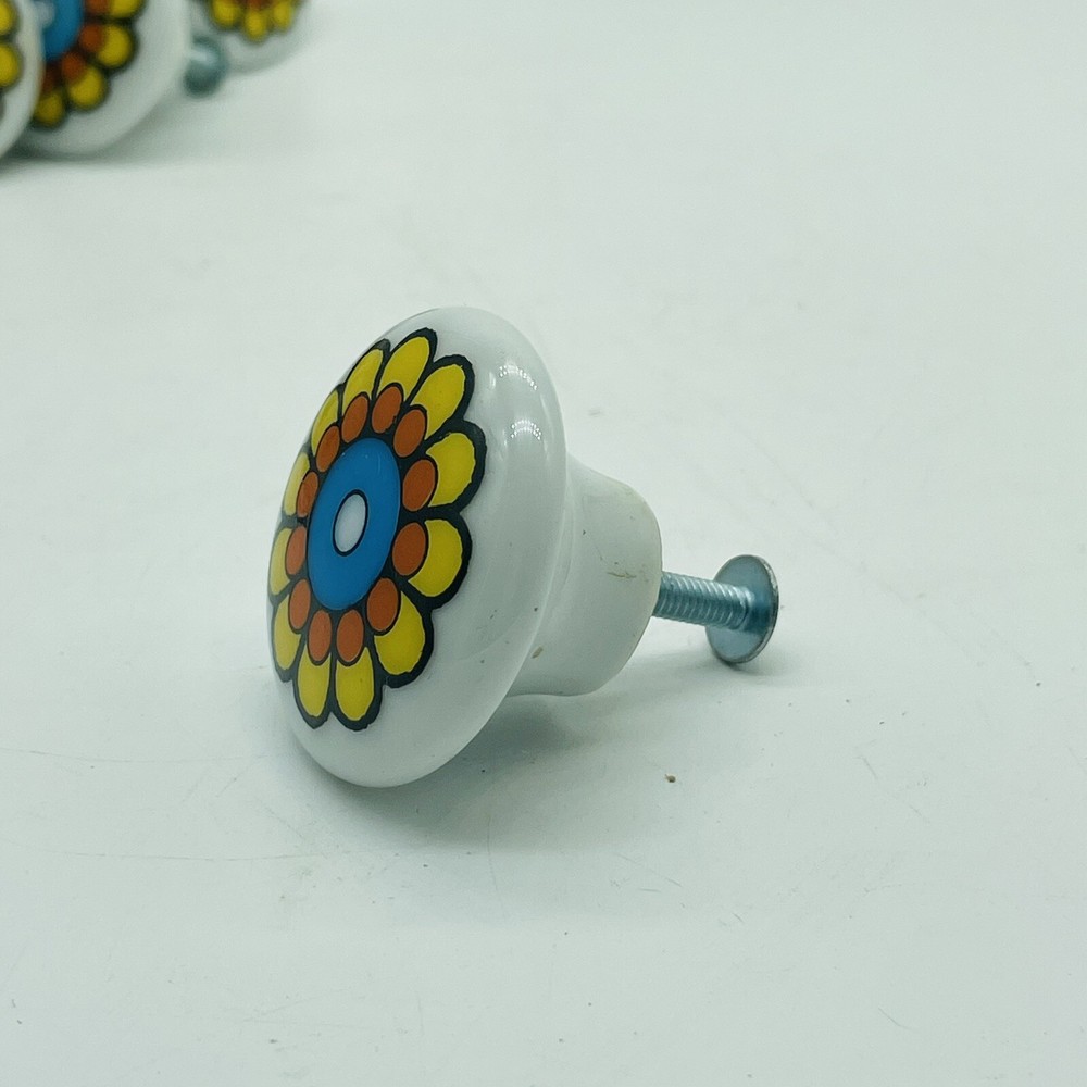 Flower Print Ceramic Drawer Pull (1 pull) VTG 1970’s-Multiples Available Japan