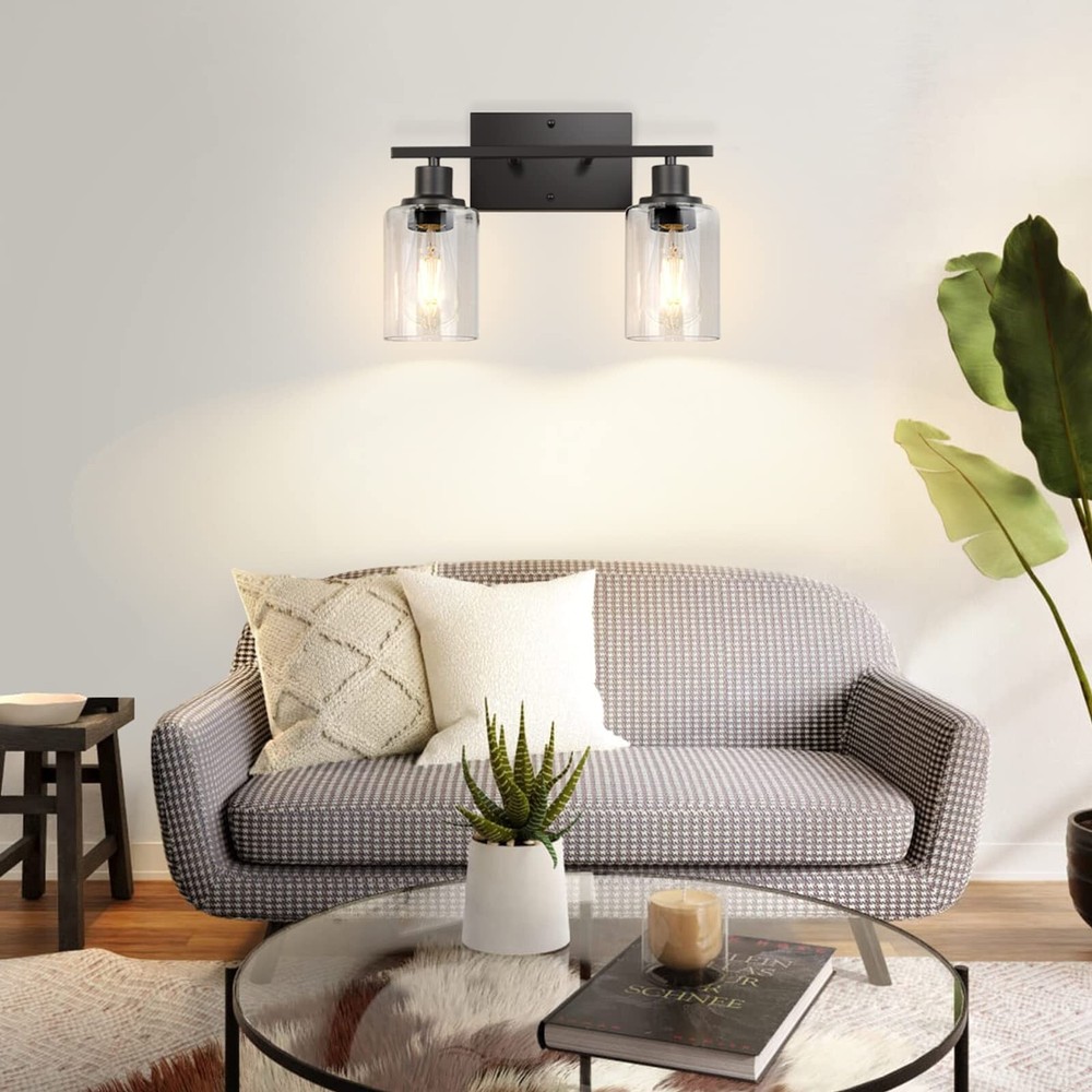 ShineTech 2-Light Bathroom Vanity Light Fixtures, Modern Wall Lighting with C...