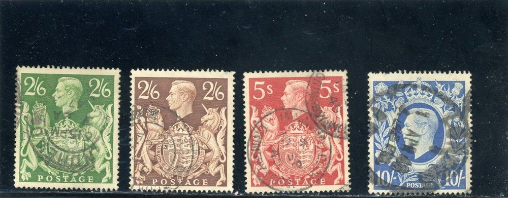 Great Britain 1939 Scott # 249,249A,250, 251A   canceled
