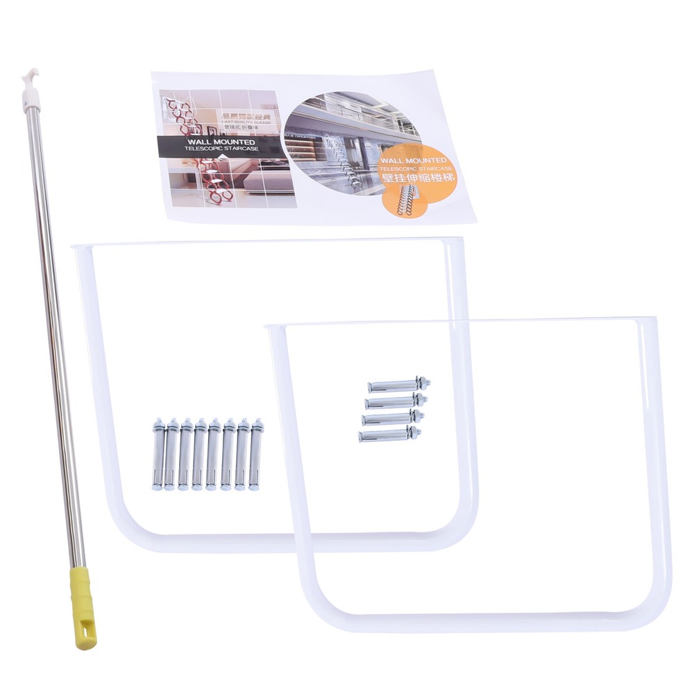 Folding Retractable Wall-Mounted Pull Down Stairs Attic Ladder 12-Steps Ladder