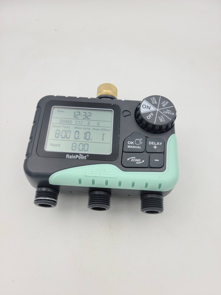RainPoint 3 Zone Digital Water Timer Irrigation Controller LCD Display Garden Ho