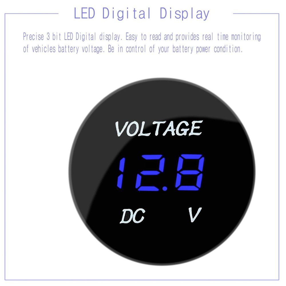 DC 12V-24V LED Panel Digital Voltage Volt Meter Display Voltmeter Motorcycle Car