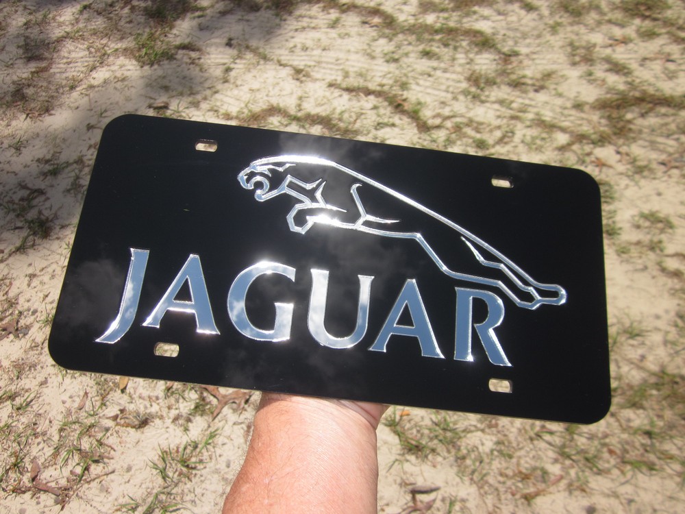 Jaguar Chrome Mirror License Plate Auto Tag