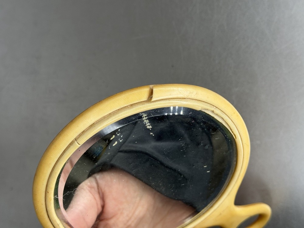 Vintage Small Round Celluloid Hand Mirror Compact Vanity Marked ‘K’