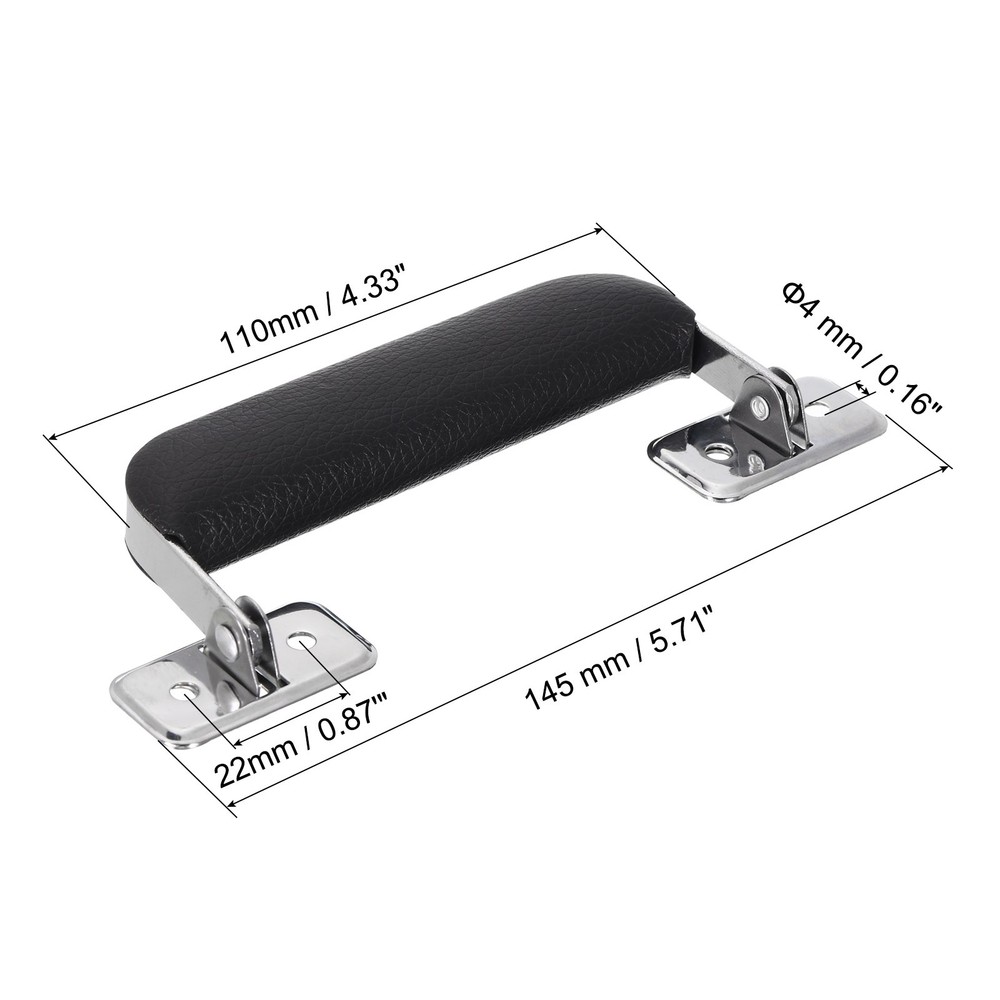 2Pcs Leather Handle Metal Luggage Handle Suitcase Replacement Strap Black