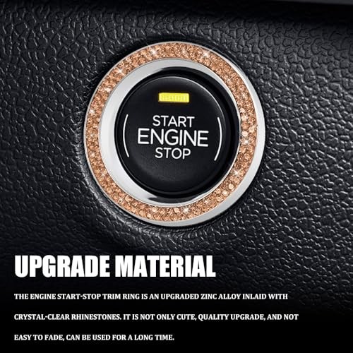 Car Engine Start Stop Decoration Ring, Car Engine Start Button 1PCS Peach