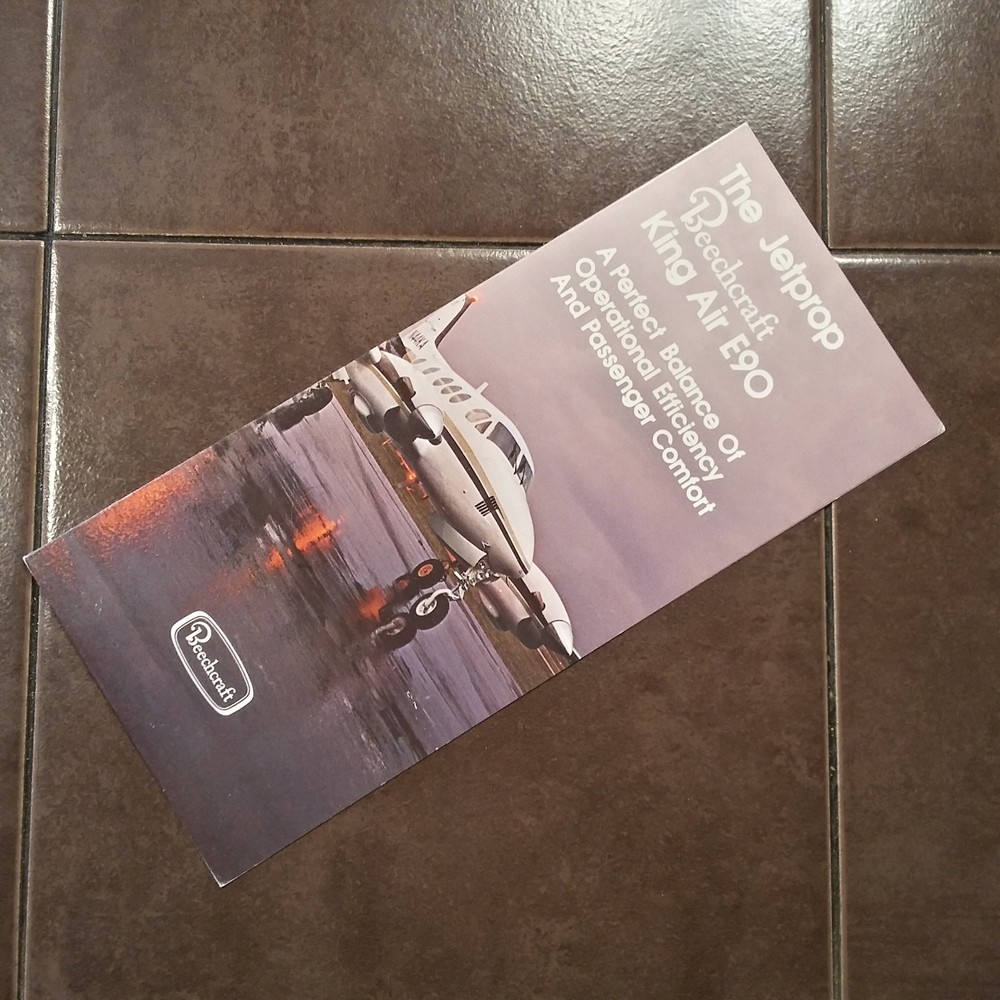 Original Beechcraft E90 Sales Brochure, 4 page, 3.75 x 8.5"