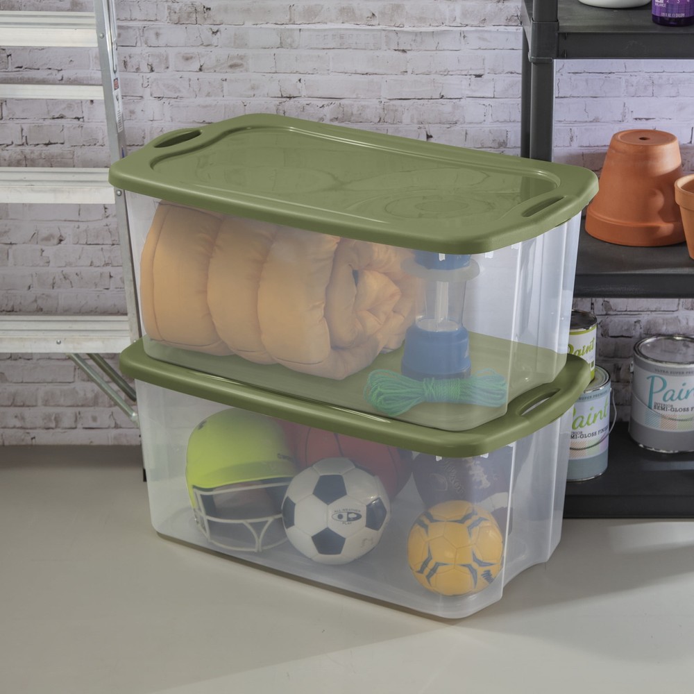 Storage Bin, Full-Grip Handles, Green