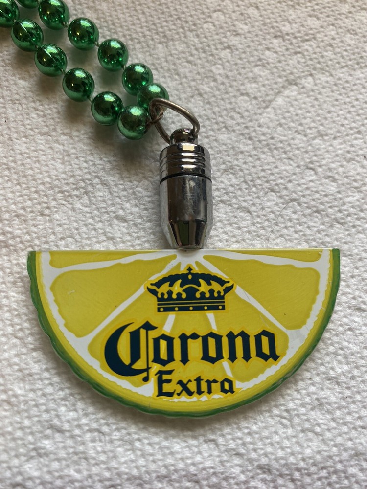 Corona Extra Beer lime wedge mardi gras beads
