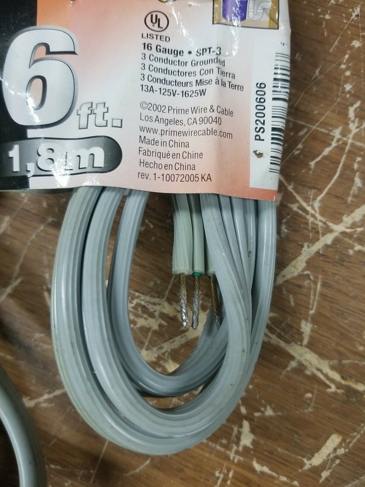 Southwire Flat Garbage Disposal Cord With Right Angle Plug, Spt-3, 16/3, 6 Ft ~
