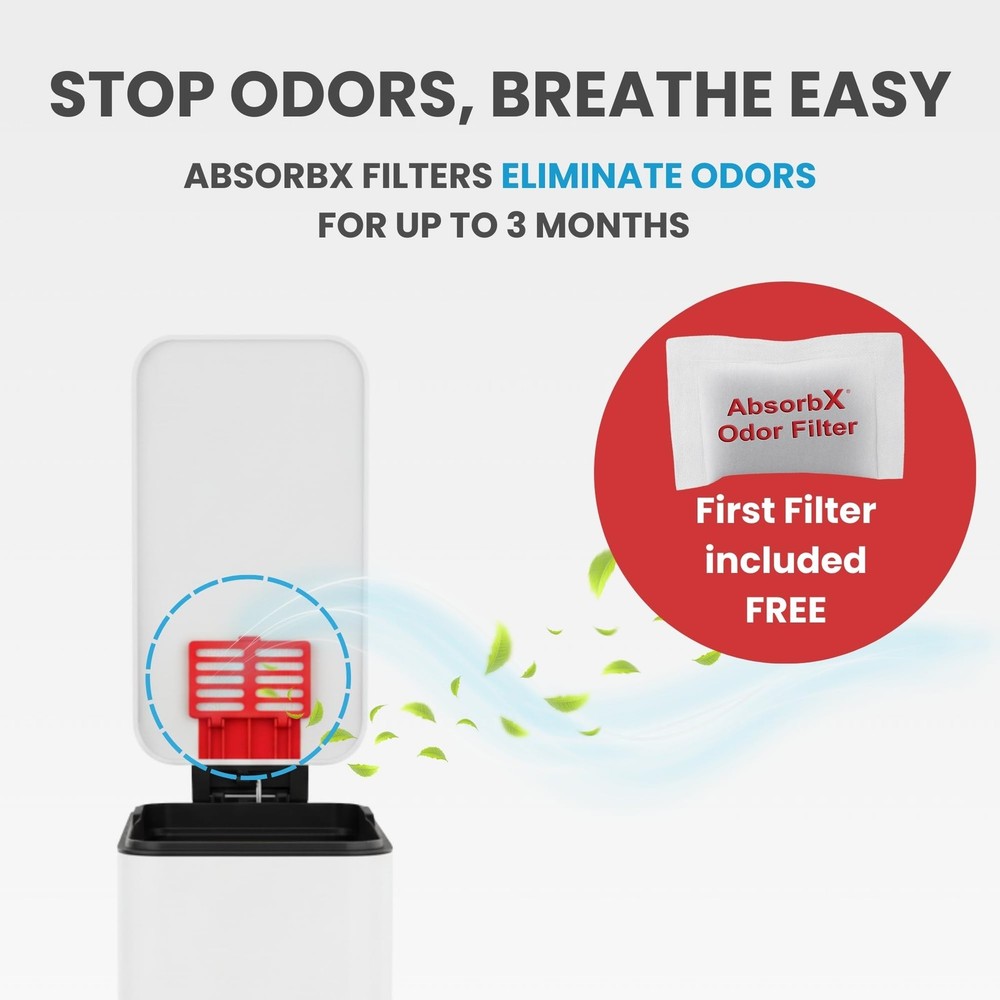 iTouchless 3 Gallon Slim Bathroom Trash Can with Lid & Odor Filter, Soft-Step St