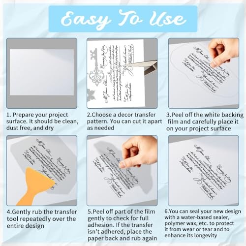 3 Sheets Vintage Scripts Rub on Transfers for Crafts and Retro Scripts