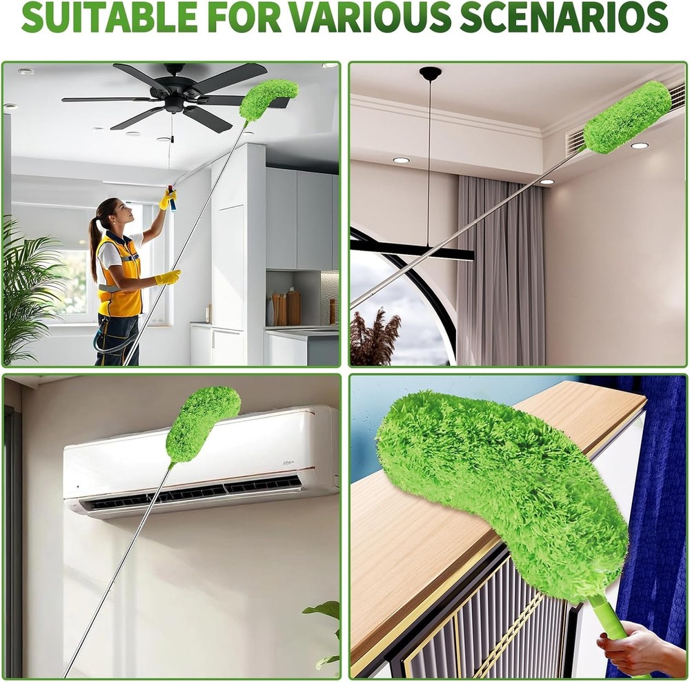 Cobweb Duster with Extension Pole Long Fan Dust Brush for High Ceilings