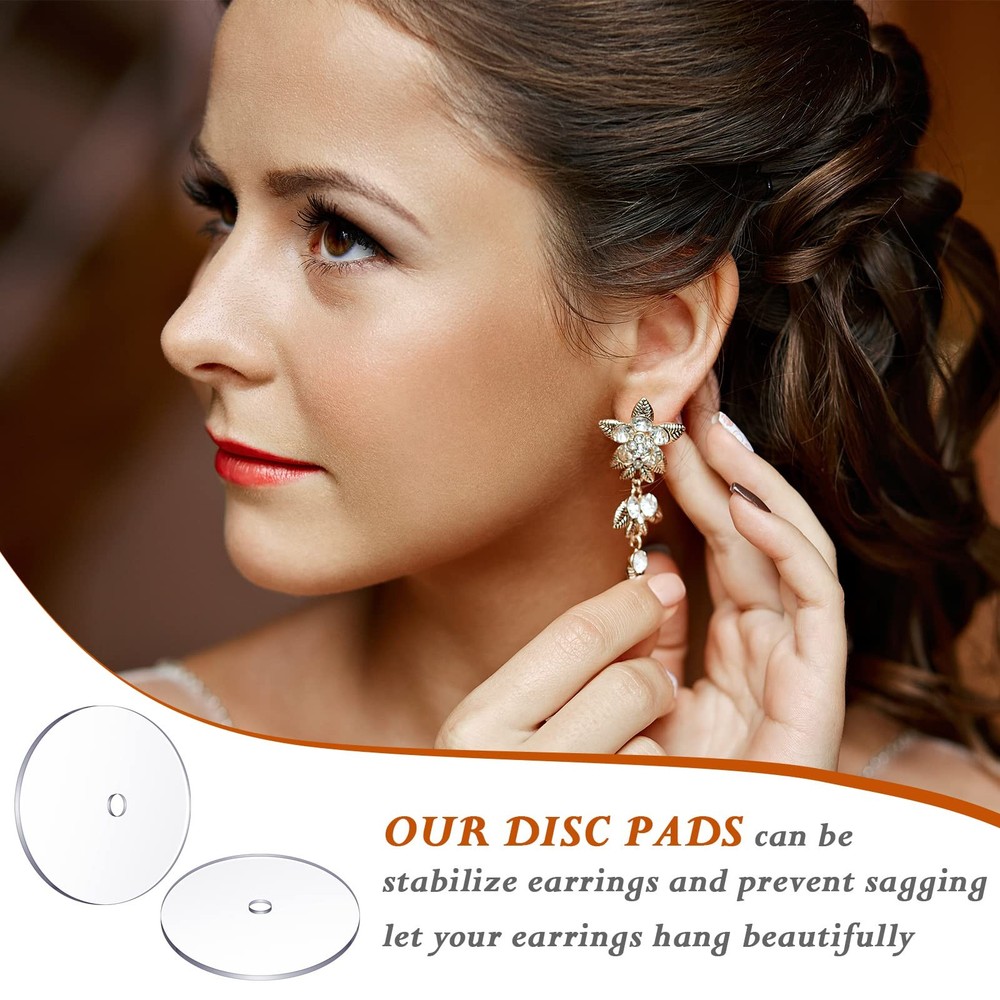 200 Pcs Clear Disc Pads to Stabilize Earrings, Plastic Discs for Earring Backs