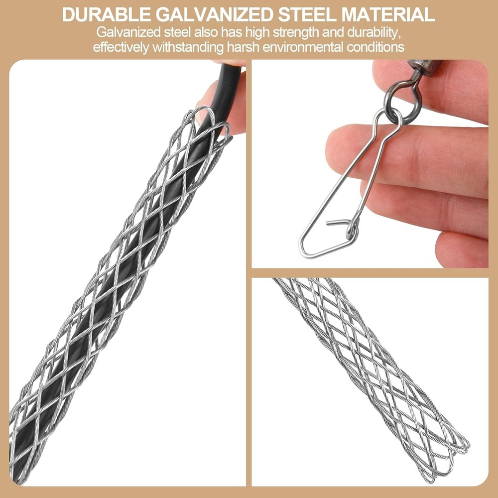 2 Pcs Wire Pulling Grip Mesh Cable Pulls Metal Cable Puller Socks Wire Pulling T