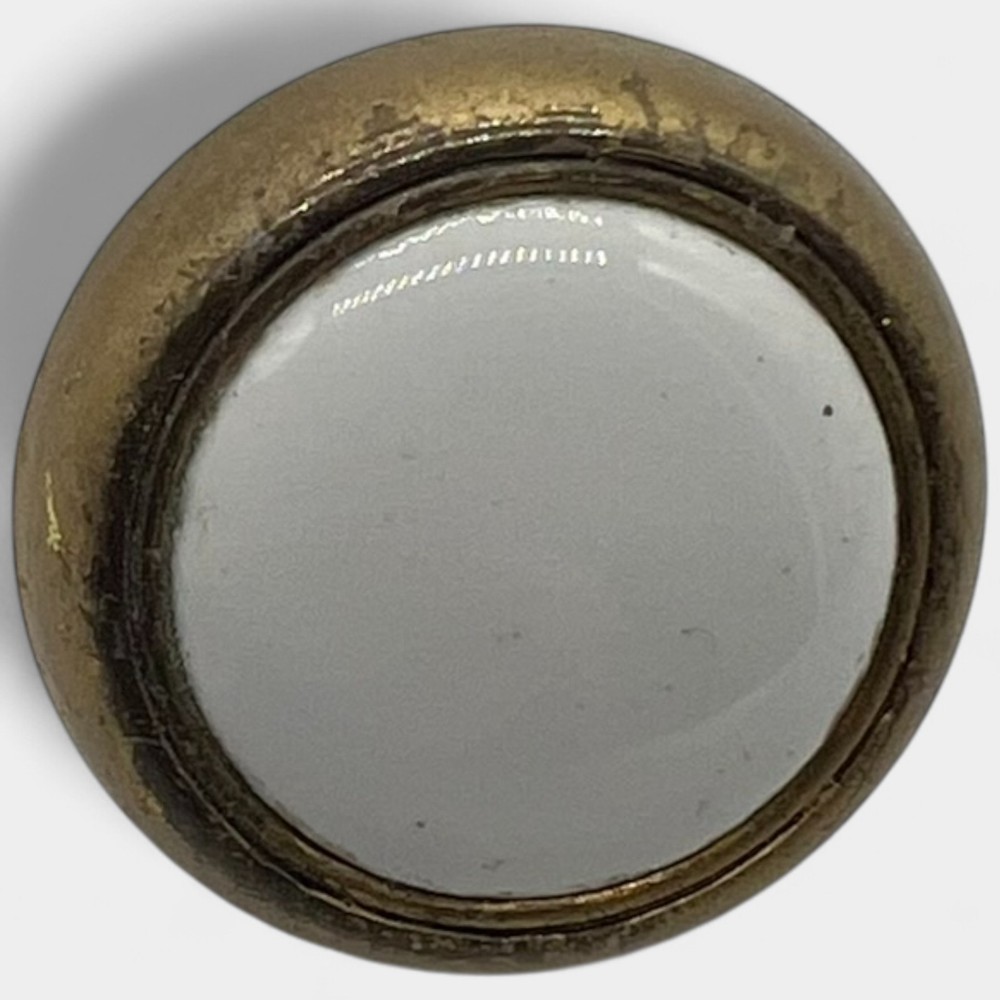 19 Vintage Brass plated & White Ceramic Drawer Pulls + 3 Matching Knobs