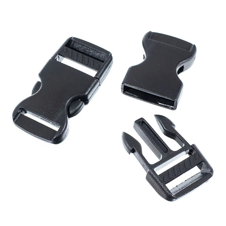 5 Pack Plastic Buckle Backpack Straps Webbing Black 1" or 3/4" Adjustable