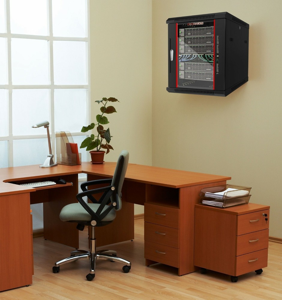 9U Server Rack Locking Network Cabinet Data Enclosure with PDU-Feet-Fan-Shelf