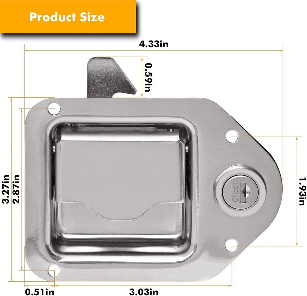 Truck Tool Box Latch Replacement Kit- 304 Stainless Toolbox 2 Pack