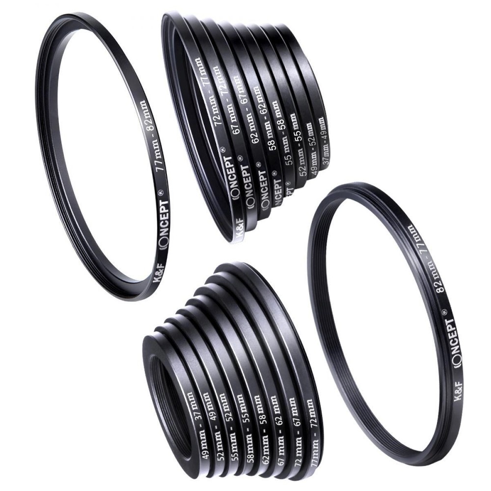 K&F Concept Filter Ring Adapter Set with 9x Step-Up Ring and 9x Step-Down Ring,