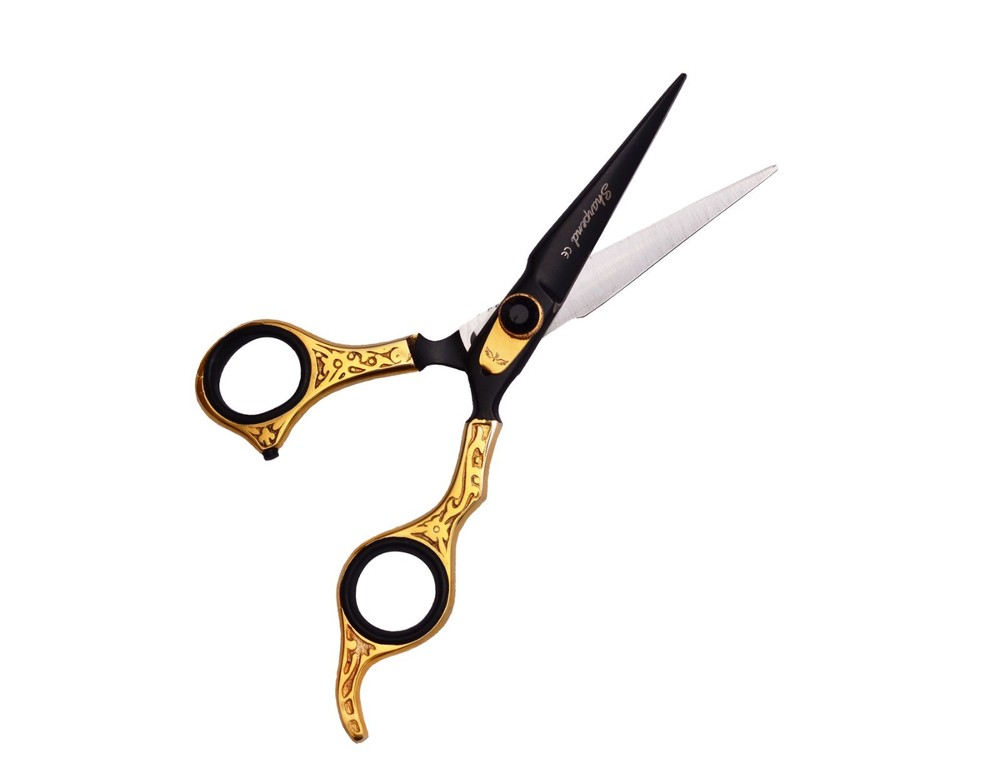Sharpend Black Gold Hairdressing Scissors Barber Cutting Thinning 6.5" Pro