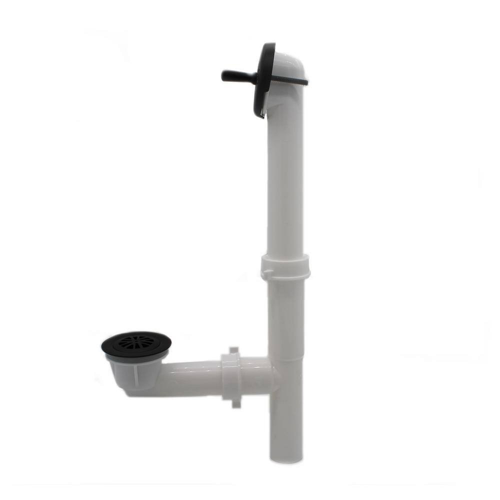 1-1/2 In. White Poly Tubular Trip Lever Drain Kit, Matte Black