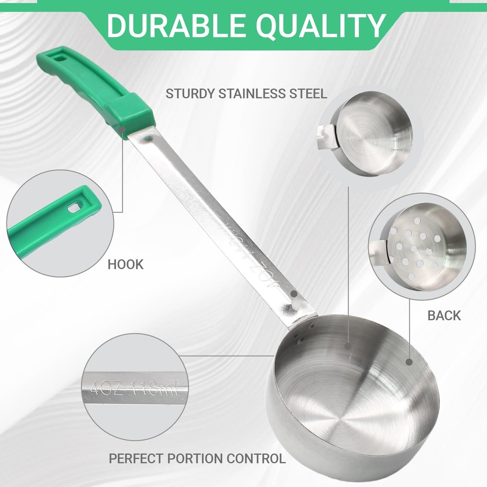 4 oz Portion Control Serving Spoons Measuring Ladle Scoops Green 4 PCS